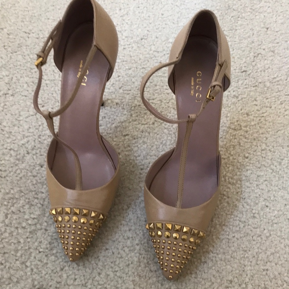 Gucci Beige Studded Heels